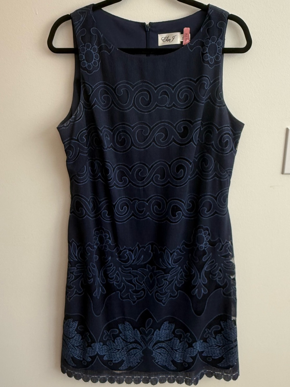 Eliza J Navy Sleeveless Embroidered Shift Dress